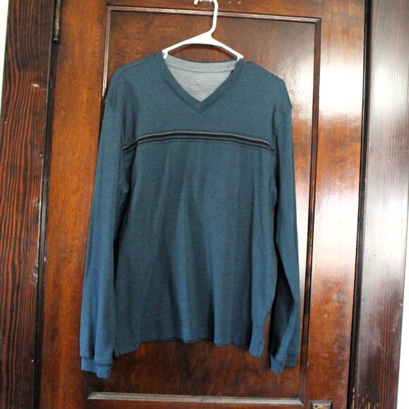Van Heusen Men's Long Sleeve Blue/Gray Jersey, Large - Picture 1 of 8